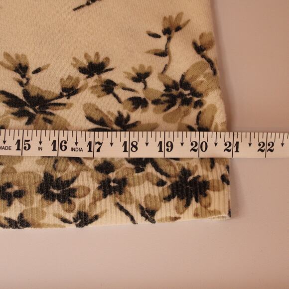 VTG Sag Harbor Floral Print Short Sleeve Sweater Size Large Cream Black - Picture 9 of 9